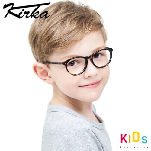 Kirka Kids Child Girl Round Glasses Frame Myopia Optic Spectacle Retro Frame Kids Acetate Glasses Transparent Kids Eyewear