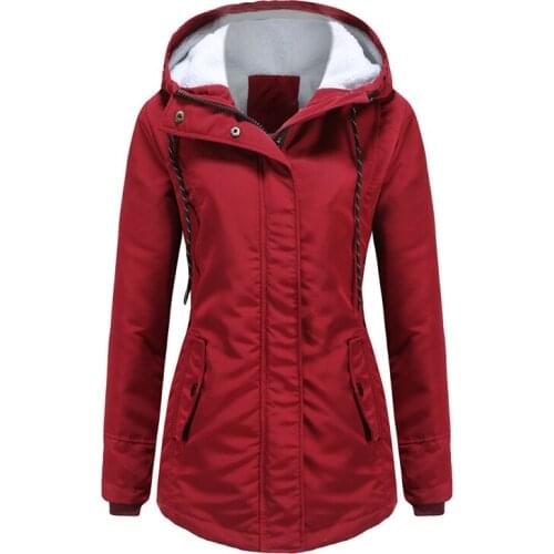 Autumn Winter Hoodie Warm Thick Coat Loose Fashion Pure Cotton Casual Zipper Parka Coat Drawstring Plus Size Womens Clothing