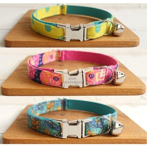 Personalized Engraved Cat Collar ID Name Custom Puppy Cat Collars with Bell Adjustable Small Dogs Puppy Collar Chihuahua Yorkies