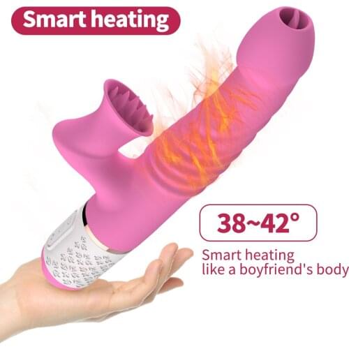 Heating Pussy Licking Toys for Women Sucking Thrusting Sex Licking Machine Blowjob Tongue Vibrating Nipple Clitoris Stimulator