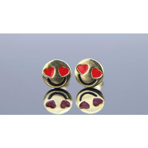 Fashion 925 sterling silver gold color round stud meanning in love valentines gift earring