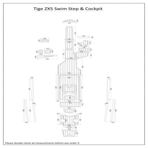 Tige ZX5 Swim Step & Cockpit Pad Boat EVA Teak Decking 1/4" 6mm
