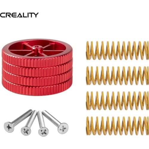 Creality 4PCS Aluminum Hand Twist Leveling Nut+Hot Bed Die Spring+M3X35mm Screw for Ender 3 Pro 5 Plus CR-10/CR 10S 3D Printer