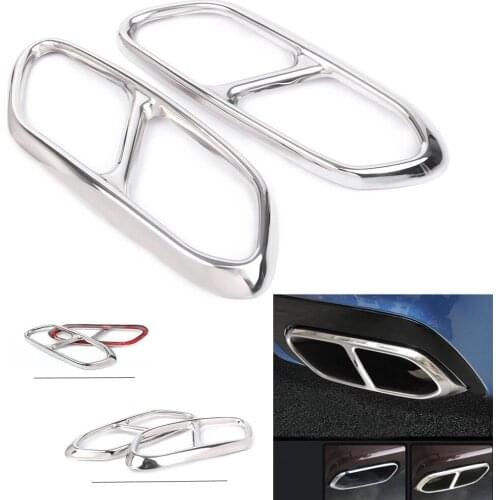 Car Tail Rear Exhaust End Pipe Cover Trims Decoration For Volvo XC60 2018 2019 Stainless Steel