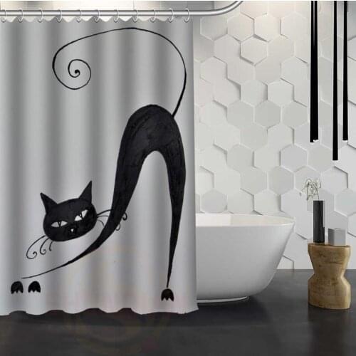 New Art Cat Custom Shower Curtain With Hooks 3d Waterproof Polyester Fabric Shower Curtain for Bathroom
