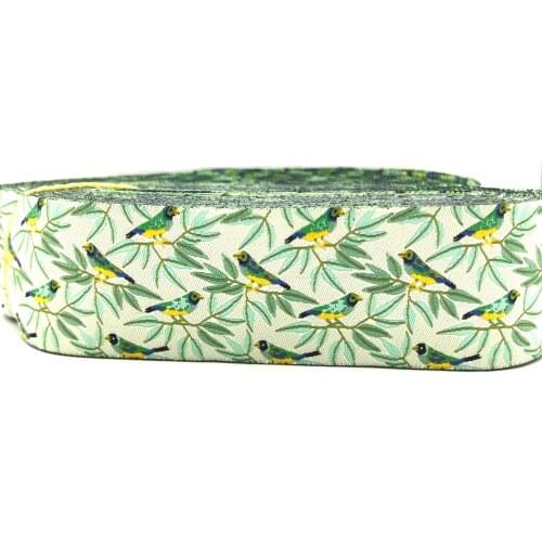 1-1/2'' 38mm-22mm Spring Amadina Birds European Jacquard Ribbon