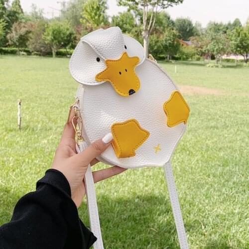 Women Duck Shape Patchwork Crossbody Pouch PU Leather Zipper Shoulder Bag Casual Ladies Cartoon Duck Small Handbags