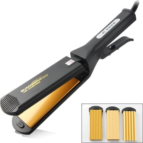 4-in-1 Women Interchangeable Plates Hair Straightener Crimping Iron Crimper Hair Styling Tool deep wave Straightening Iron