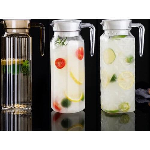 0.5-1.1L Clear Carafe For Juice Jugs Plastic Water Pitcher Cold Milk Coffee Wine Beverage Iced Tea Pot/ Kettle With Lid / Handle