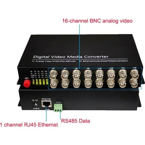 16 channel BNC Fiber Optic Video/Ethernet/Data Multiplexer BNC Media Converter for analog camera/IP camera CCTV system