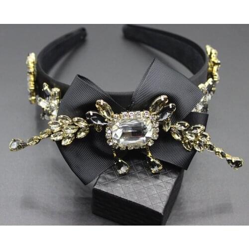 2017 Europe and the United States Baroque section ladies walk show bow tiaras and crowns fringed hair band hair accessories178