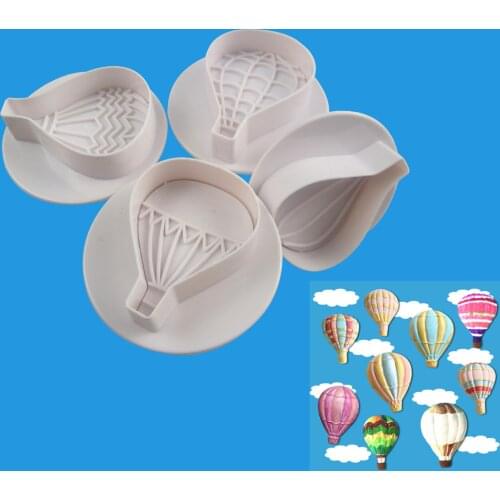 4 Pcs Hot Air Balloon Biscuits Fondant Cake Silicone Mold Candy Embossed Mould Cookies Decoration Molds Baking Cake Tools