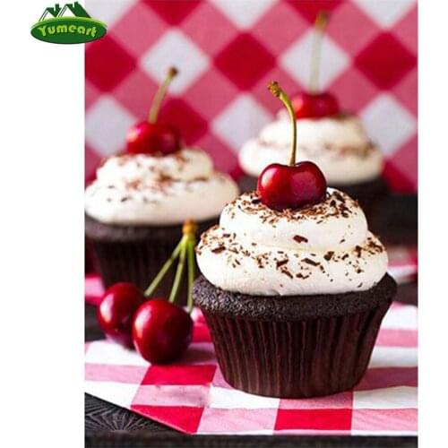5D DIY Diamond Painting by Number Dessert Cake Cross Stitch Rhinestone Mosaic Handmade Diamond Embroidery Cherry Home Decoration