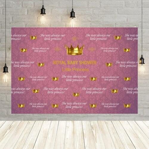 Avezano Girl Child Princess Pink Golden Crown Birthday Party Baby Shower Decor Banner Poster Backdrop Photo Background Custom