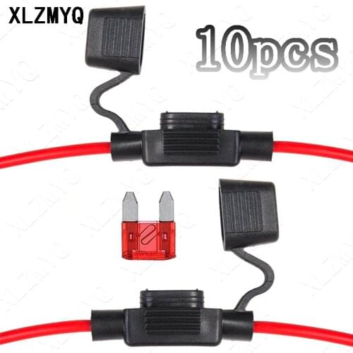 10pcs Auto Car Blade Inline Type ATM Mini Fuse Waterproof Holder Case +1pcs Fuse Inserts 12V 32V 16AWG Wire Cutoff Switch Socket