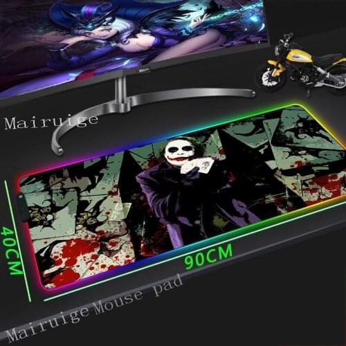 Mairuige Movie Funny Clown Large Gaming RGB Mouse Pad Black Lock Edge Computer Desk Mat Natural Rubber Non-slip Coaster Washable