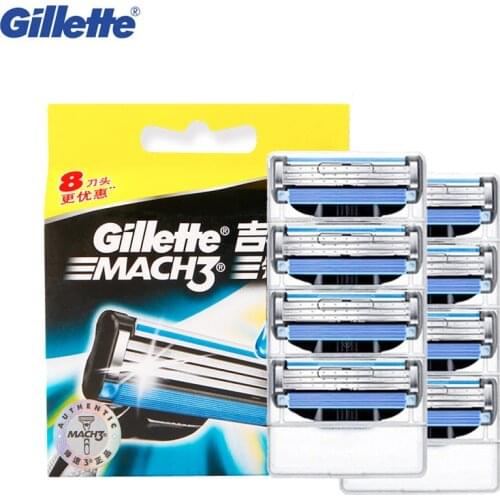 8Pcs/pack Original Gillette Mach 3 Man Razor Blade Replacement 3 Layers Beard Shaver Razors Blades Safe Shaving Hair Removal