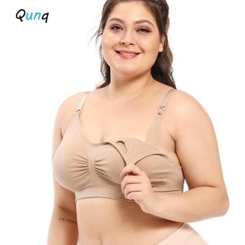 Wirefree Plus Size Breastfeeding Bra Front Closure Nursing Clothes for Pregnant Women 2021 New Solid Color Maternity Underwear