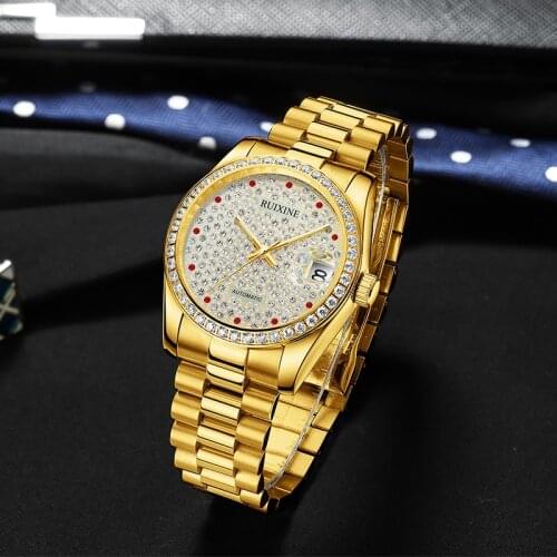 RUIXINE New Diamond Relojes Hombre Mechanical Watches Men Wrist Luxury Wristwatches Full Gold Automatic Watch Relogio Masculino