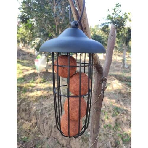 Fat Ball Holder 20cm black - made of rustproof metal Bird Feeding Station for Fat Balls - Ecological Bird Feeder