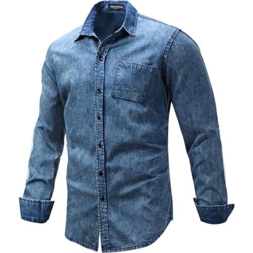 Mens Denim Jacket Denim Shirt Long Sleeves Streetwear Mens Jean Jackets Male Casual Loose Outerwear Fashion Slim Fit Coat