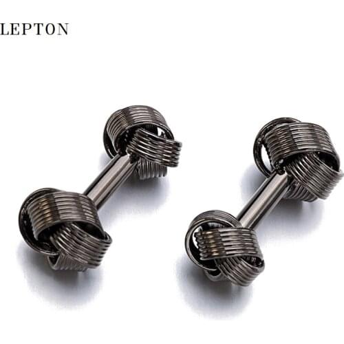 Hot sale Black Knot Cufflinks for men fashion metal knot design Lepton top quality copper knots cufflinks whoelsale&retail
