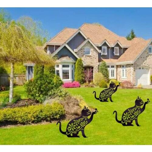 H58C Black Cat Butterfly Garden Stake Animal Silhouette Stakes Ornament for Yards Lawn Outdoor Decoration Easter Gifts for Kids