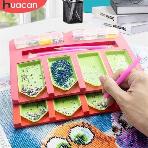HUACAN DIY Diamond Embroidery Accessories Storage Tray Diamond Painting Mosaic Tool Point Drill Pen Set