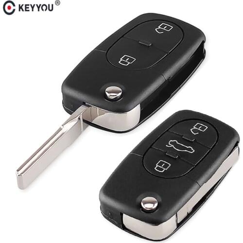 KEYYOU 2/3 Button Remote Fob Flip Folding Replacement Car Key Case Shell For VW Volkswagen Golf Polo T5 Passat Skoda Beetle