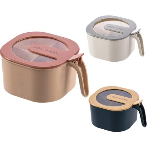 Seasoning Box Spice Jars 4 Compartment,Seasoning Container for Spice Salt Sugar,Kitchen Cruet with Cover and Spoons