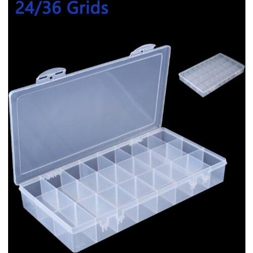 24/36 Grids Transparent Gouache Pigment Box Drawing Box Empty Watercolor Paints Tins Palette Painting Storage School Supplies