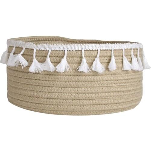 Storage Baskets Retro Cotton Rope Tassel Storage Basket Household Woven Storage Basket Home Storage & Organization