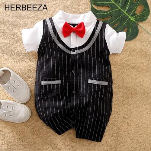 Prowow Summer Infant Boy Romper Gentleman Baby Overalls Bowtie Newborn Clothes For Baby Bobysuit 2021 Kids jumpsuit Male Costume