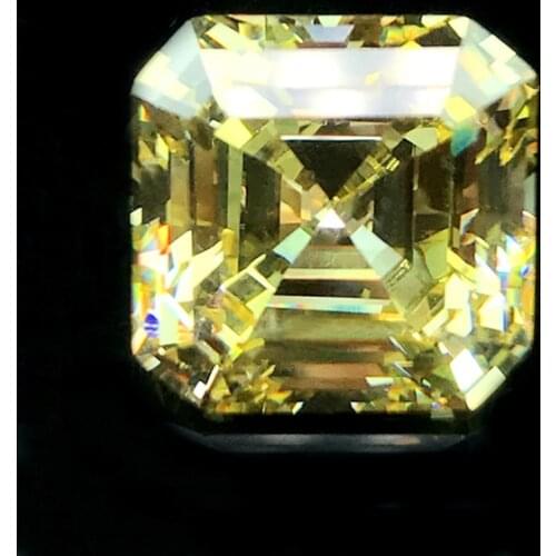 Fashion rarity square-shape step cut light yellow cubic zirconia beads fancy vivid yellow stones for jewelry making CZ DIY