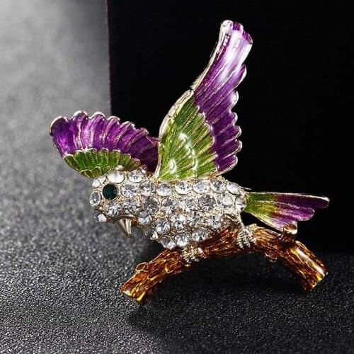 Small Enamel Birds Brooches For Women Girl Gifts Perfect Rhinestone Hijab Pins Esmalte Unhas Children Jewelry Wholesale Broach