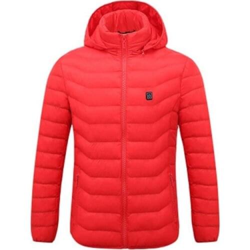 NEW Winter lovers with solid color in the warm hooded jacket USB charging smart heating outdoor down cotton pad charging