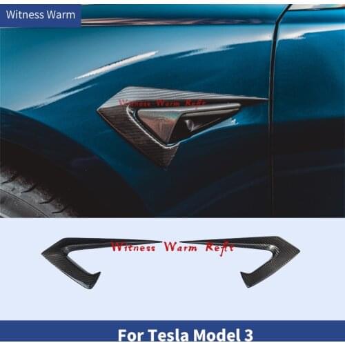 Carbon Fiber Front Side Vent Fender Trim Side Splitter for Tesla Model 3 2017 2018 2019