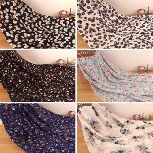 Soft Floral Printed Viscose Rayon Fabric Poly Cotton Fabric for Dress,Shirts, Black,White,Red,Blue,Green,Red,Yellow by the meter