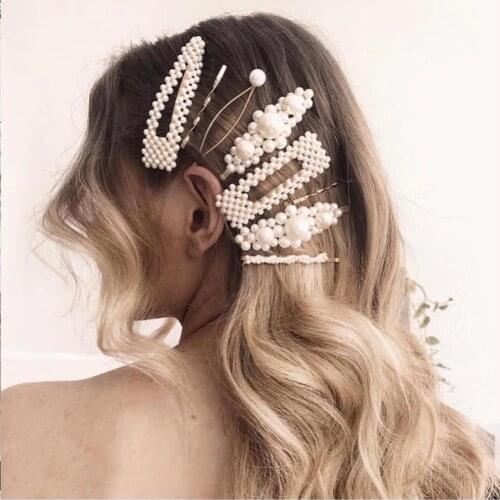 QiHit Fashion Women Full Pearl Hair Clips Snap Barrette Stick Hairpins Romantic Sweet Accessories Hairgrip Headdress Gift