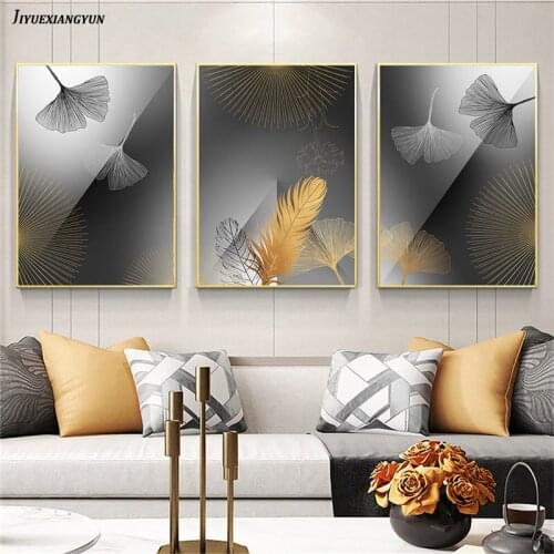 Nordic Abstract Ginkgo Leaf Canvas Painting Fashion Wall Art Picture for Living Room Abstract Decoration Beautiful Poster Print