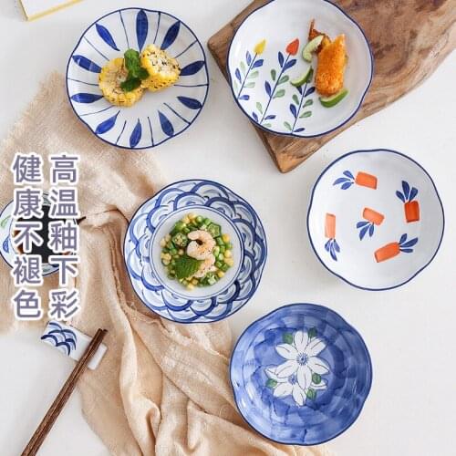 Pastoral style bone dish underglaze dim sum plate small dishes snack plate ceramic plate Japanese salad plate small plate