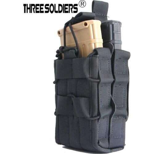 THREE SOLDIERS M4 5.56 double Molle Open Top magazine pouch Tactical Combat Hunting Utility Dump Drop Pouch Bag waist belt pouch