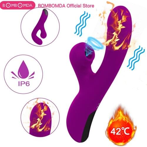 Clitoral Sucking Vibrator Rabbit Heating Dildo Vibrator G Spot Massager Butt plug Vagina Stimulator Adult Sex Toys for Women