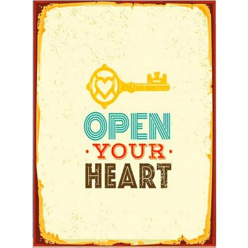 Vintage Open Your Heart Metal Tin Sign 8x12 Inch Retro Art Bar Pub Wall Decor New Poster Plaque