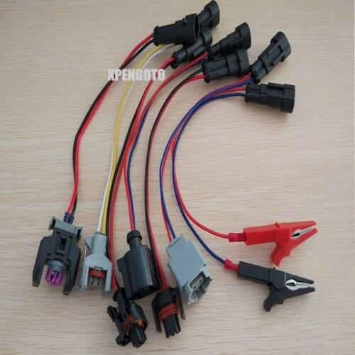 Total 7 pcs Common rail injector tester drive lines plug Kit for Bosch for Denso for Delphi & Siemens Nozzle adapter cable kit