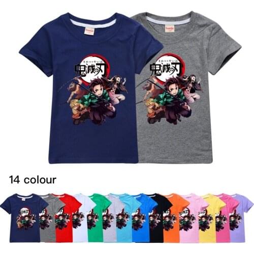 Funny Japanese Anime Kimetsu No Yaiba Demon Slayer Baby Boys Girl T Shirts Graphic Kid Tops Tee Children Streetwear Punk Clothes
