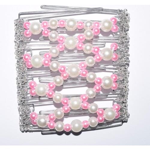 Pearl beads classical metal comb girls women lady wedding pary best gift magic comb 10 pcs /lot