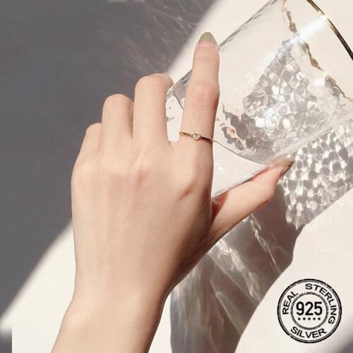 S925 Silver Zircon Heart Rings Opening Adjustable For Women Vintage Punk Hip Hop New Trend Fashion Lady Jewelry Best Gift INEFFA