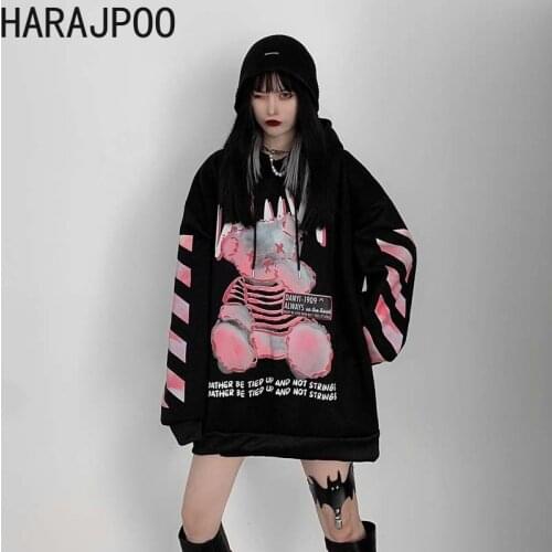 Harajpoo Female Sweatshirts Tide Ins Spring Autumn New 2021 Korean Version Loose Students All-match Lazy BF Wind Casual Hoodies
