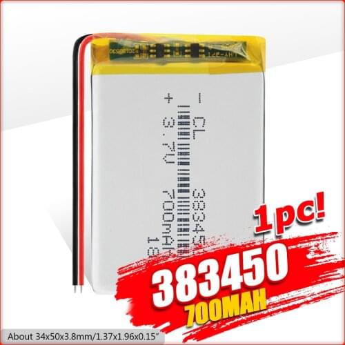 1/2/4 Pcs/lot PCB Protected 383450 700mAh Lithium Battery 3.7 V Li-ion Lithium Polymer Li-po Battery Durable Long Lasting